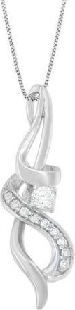 House of Brilliance Espira 10K White Gold 1/5 cttw Round Cut Diamond Swirl Pendant Necklace at Nordstrom