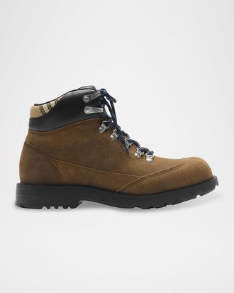 Burberry Mens Moor Suede Lace-Up Boots