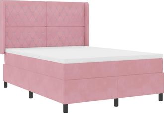 vidaXL Letto Con Box Springs Led E Materasso Rosa 140 X 200 Cm Velluto Vidaxl