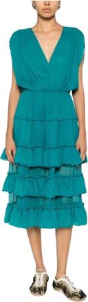 Dries Van Noten Midi Kleedjes - Dames - Casual kleedjes - Blauw - M - Kleedjes