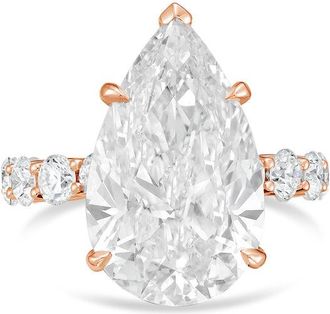 Diana M. Jewels 14kt rose gold 4ct lab grown Pear Diamond Pav&eacute; Band Ring