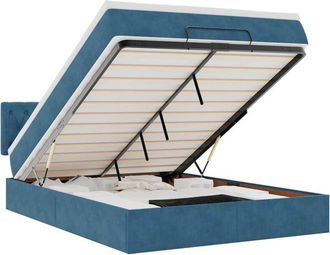 vidaXL Estructura De Cama Otomana Con Colch&oacute;n Azul Oscuro 140x200 Cm Vidaxl