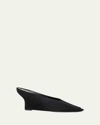 Toteme Velvet Peep-Toe Mules