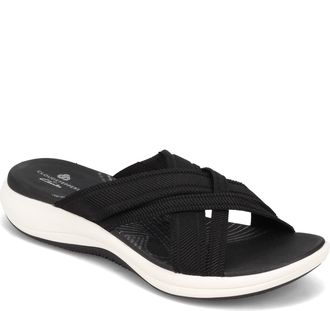Clarks Womens Mira Isle Slide Sandal, Black Textile, 3.5 UK