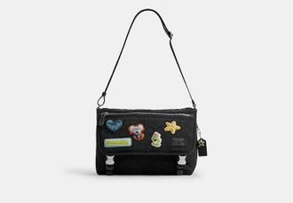 Coach Brain Dead Lane Messenger In Signature Nylon With Patches