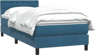 vidaXL Cama Box Spring Con Colch&oacute;n Terciopelo Azul Oscuro 90x210 Cm Vidaxl
