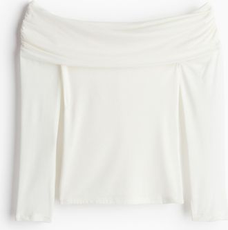 H&M Zartes, schulterfreies Shirt - White