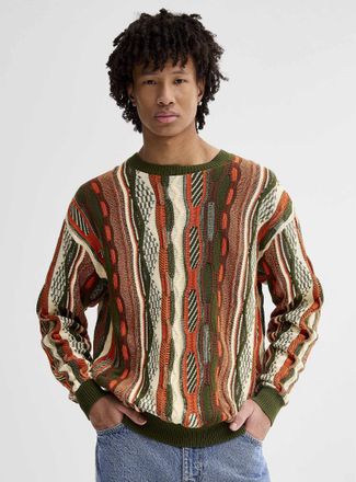 Djab Mens Oversized mixed-knit sweater