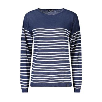 North Sails Gestreepte Katoen Linnen Trui - Dames - Longsleeves - Blauw - L - Katoen - Tops