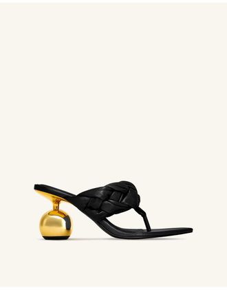 JW PEI Ellie mules con tacco a infradito e tacco sferico intrecciato nere-Nero