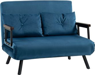 HOMCOM Click Clack 2 Seater Sofa Bed for Living Room - Guest Room - Beige | TJ Hughes Blue