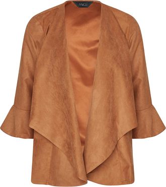M&Co Womens Tan Suedette Waterfall Jacket - Womens