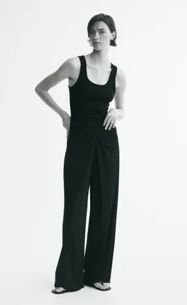 H&M Twist-detail Jersey Pants in Black at Nordstrom, Size X-Small