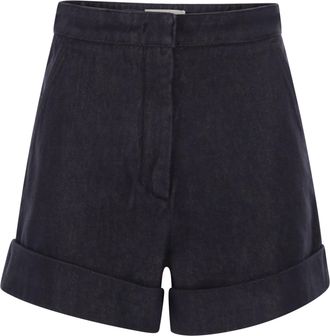 Max Mara Mxmcalca Baumwollshorts mit Denim-Effekt