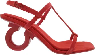 Ferragamo Elina Gancini Heel Sandals, Size 7.5 D