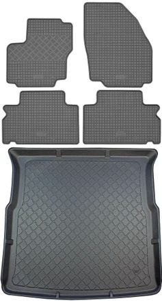 OEM Ford S-max I Van (5 Puertas) De 05.2006 A 08.2015 Set - Alfombrillas De Goma Para Coche + Alfombrilla Para Maletero