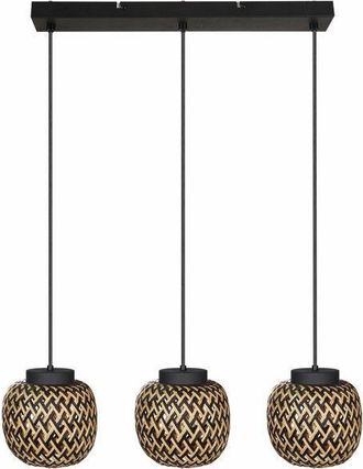 Reality Lampada Sospensione Boho 3 Luci Bamb&ugrave; Nero E27 Elaine
