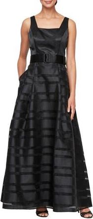 Alex Evenings Mixed Media Organza A-Line Gown in Black at Nordstrom Rack, Size 6