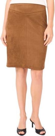 Halogen Waistband Seam Detail Faux Suede Midi Skirt in Rich Cognac at Nordstrom Rack, Size Medium
