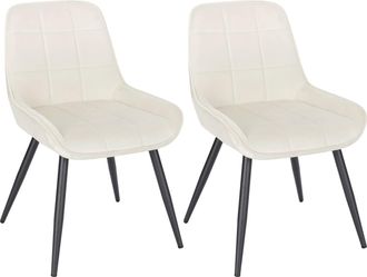 Woltu 2x Sillas De Comedor Silla Ergon&oacute;mica Con Respaldo Silla De Terciopelo En Estructura Metal Sillas Para Dormitorio Sal&oacute;n Comedor Y Cocina Crema - Woltu