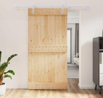 vidaXL Vidaxl - Puerta Corredera Con Herrajes Madera Maciza De Pino 100x210 Cm