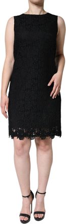 Dolce & Gabbana Womens Black Floral Lace Sheath Sleeveless Mini Dress Nylon Viscose
