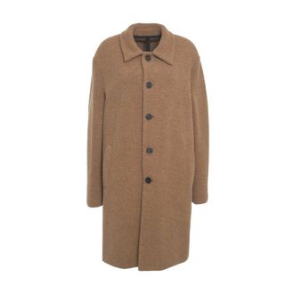 Harris Wharf London Single-Breasted Coats, male, Brown, Size: 2XL Luxurious Marrone Coat Aw25