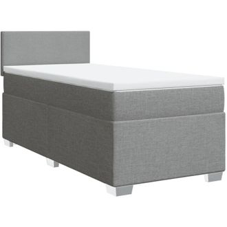 vidaXL Vidaxl - Cama Box Spring Con Colch&oacute;n Tela Gris Claro 90x190 Cm
