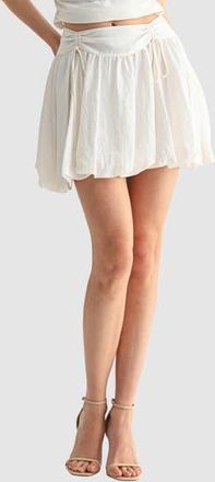 All in Favor Ruched Tie Bubble Miniskirt in Ivory at Nordstrom Rack, Size Medium