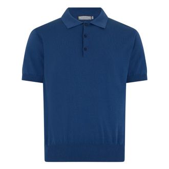 Canali Polo Shirts, male, Blue, Size: M Short-sleeve Polo