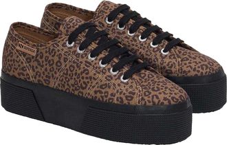 Superga Dames/Dames 3790 Leggera schoenen met luipaardprint (Zwart/Beige)