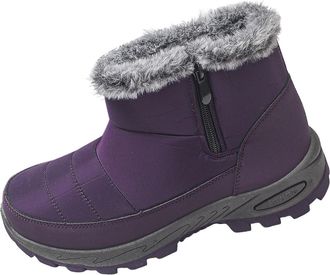 Generic Women Platform Snow Boots Warm Ladies Fur Lined Ankle Boots Slip On Water-resistant Hiking Comfortable with Side Zipper Thermal Mid Calf Womens Winter