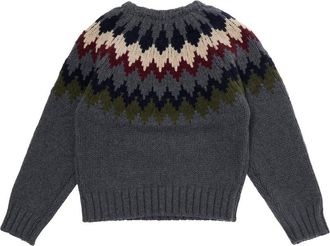 Dsquared2 Boys Crewneck Sweater With Geometric Embroidery Grey Wool Tops Top