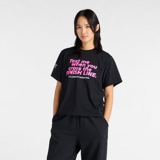 New Balance Mujer London Edition Finisher Graphic T-Shirt en Negro, Algod&oacute;n, Talla XS