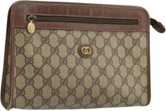 Gucci Pre-owned Clutches, female, Beige, Size: ONE SIZE Pre-owned Vintage GG Clutch Bag