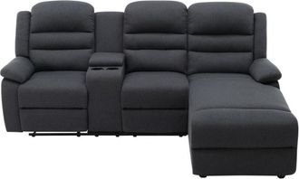 VENTE-UNIQUE.COM Sofá rinconera poliéster 4 plazas gris antracita 231x172cm