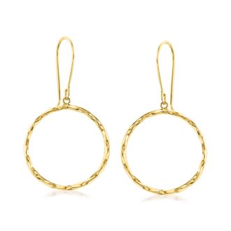 Ross-Simons 14kt Yellow Gold Open-Circle Drop Earrings