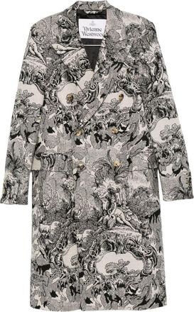 Vivienne Westwood Cream Baroque Print Long-Sleeve Coat