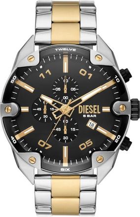 Diesel Spiked Two-Tone Bracelet Chronograph Watch, 49mm in 2-Tone at Nordstrom