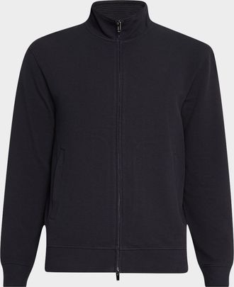 Emporio Armani Mens Textured Cotton Full-Zip Sweater Jacket
