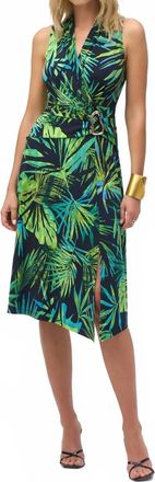 Joseph Ribkoff Flare Halter Dress In Midnight Blue Multi