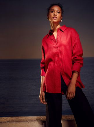 Contemporaine Womens Oversized pure linen shirt