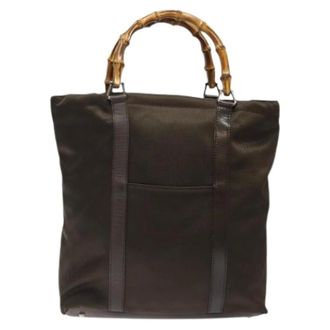 Gucci Pre-owned Tote Bags, female, Brown, Size: ONE SIZE Pre-owned Convertible bamboo zip tote
