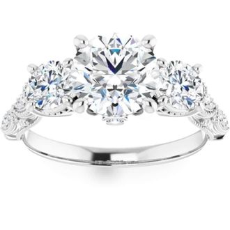Pompeii3 3Ct Vintage Diamond 3 Stone Engagement Ring Lab Grown in White or Yellow Gold