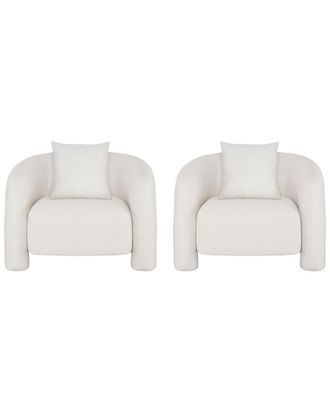 Manhattan Comfort Set Of 2 Modern Sylvia Tweed Accent Chairs With Accent Pillow