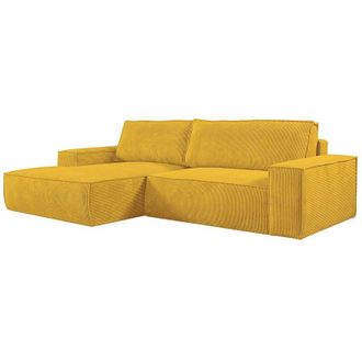 Vente-Unique Vente-unique - Divano letto angolo a sinistra in Velluto a coste Giallo - amelia