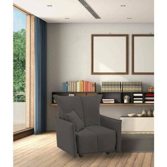 Dmora Sofa Cama Dabari, Sof&aacute; Individual, 100% Made In Italy, Sill&oacute;n De Sal&oacute;n Con Apertura Trolley, En Tela Acolchada, Con Reposabrazos Est&aacute;ndar, Cm 110x90h8