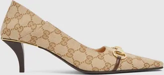 Gucci Womens Vittoria Pump, Beige, GG Canvas