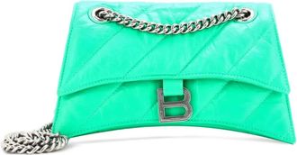 Balenciaga Crush Chain Flap Bag Quilted Crushed Calfskin Small shoulder bag - Groen
