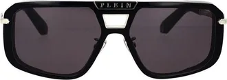 Philipp Plein Aviator Full Rim Sunglasses - Black